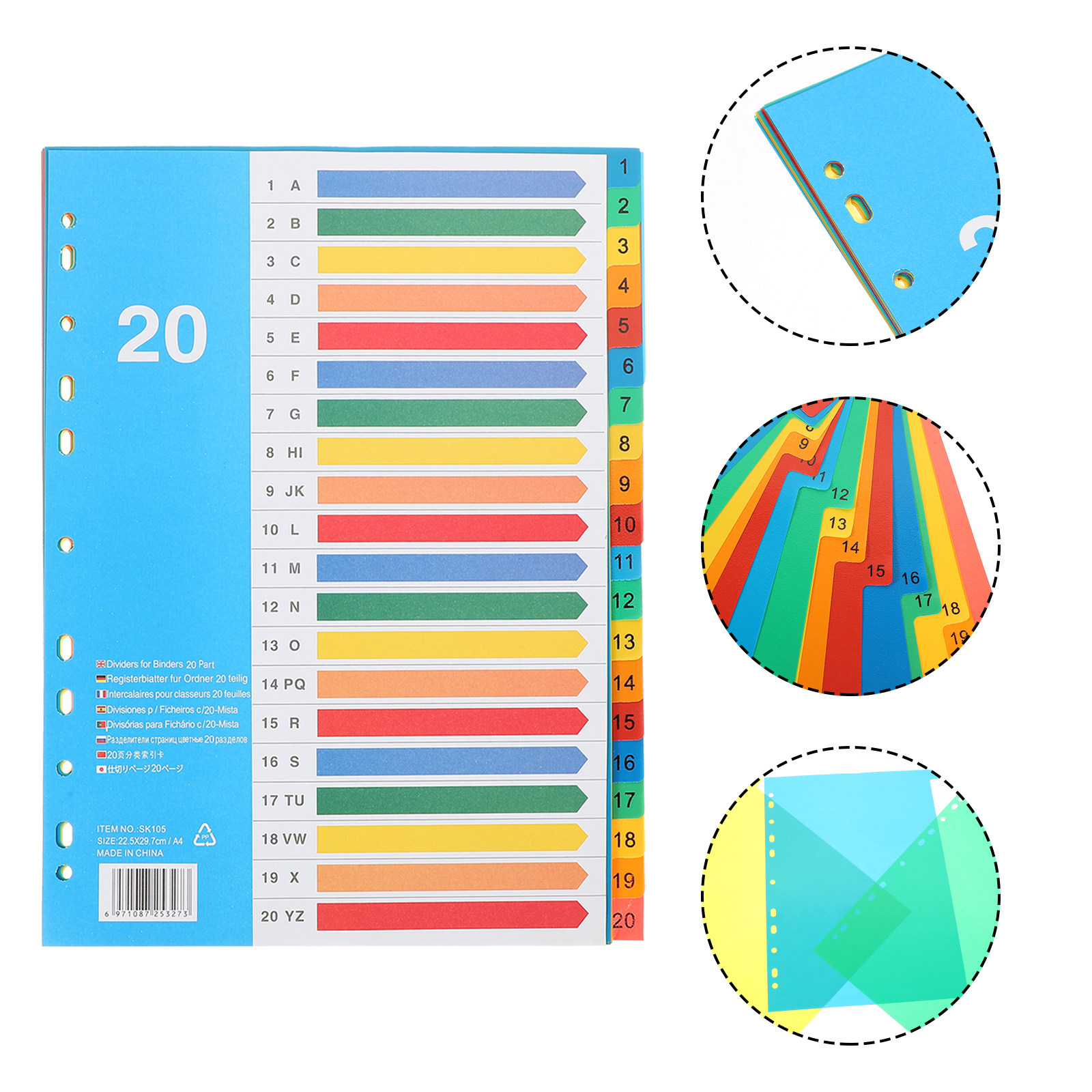 Tab Divider A4 - 5 шт. разделителей для папок, цветные