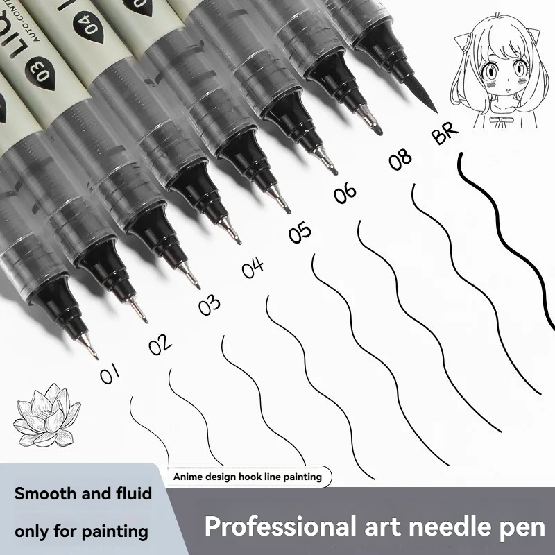 Correction Pen Fine - Набор из 12 черных ручек-линеров с