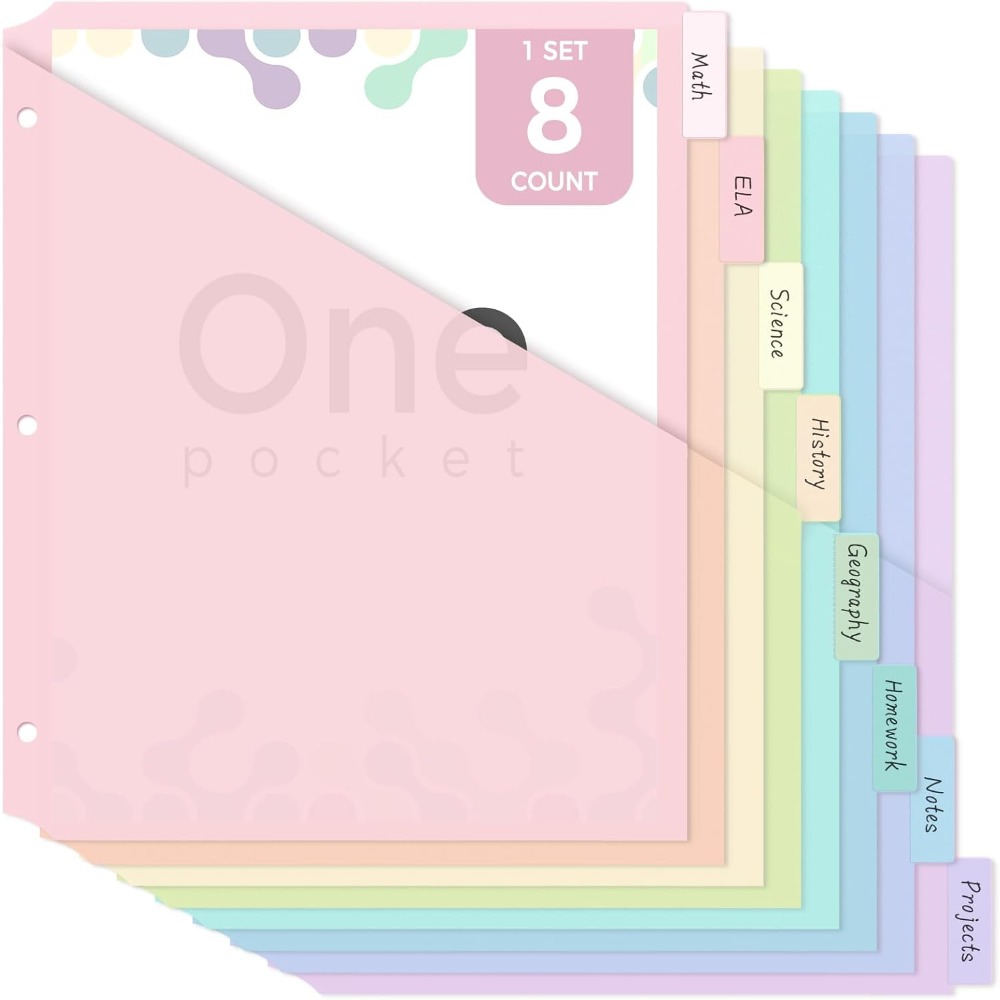Tab Divider A4 - 8 шт. пастельных разделителей для папок